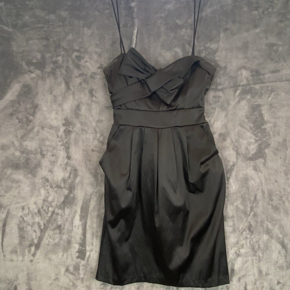 Db Studio Black Bow Front Short Dress Pockets Party size 6 grunge goth club date